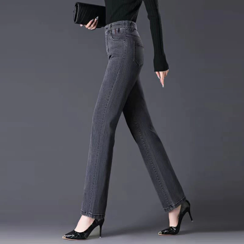 高腰显瘦牛仔直筒裤女2025春秋季新款宽松休闲中年妈妈气质烟管裤