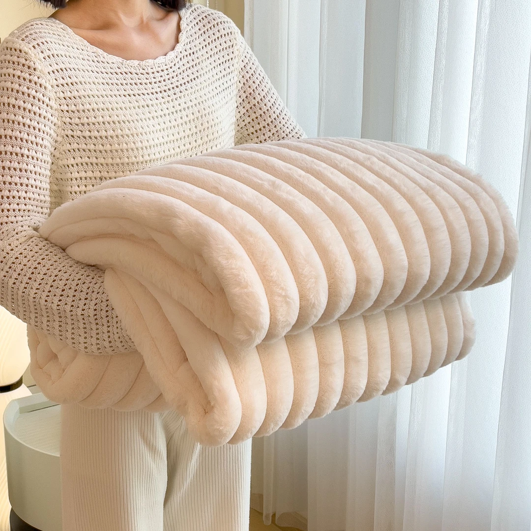 {托斯卡纳毛毯}230*200一毯多用米白色沙发毯午睡毯午睡毯休闲毯