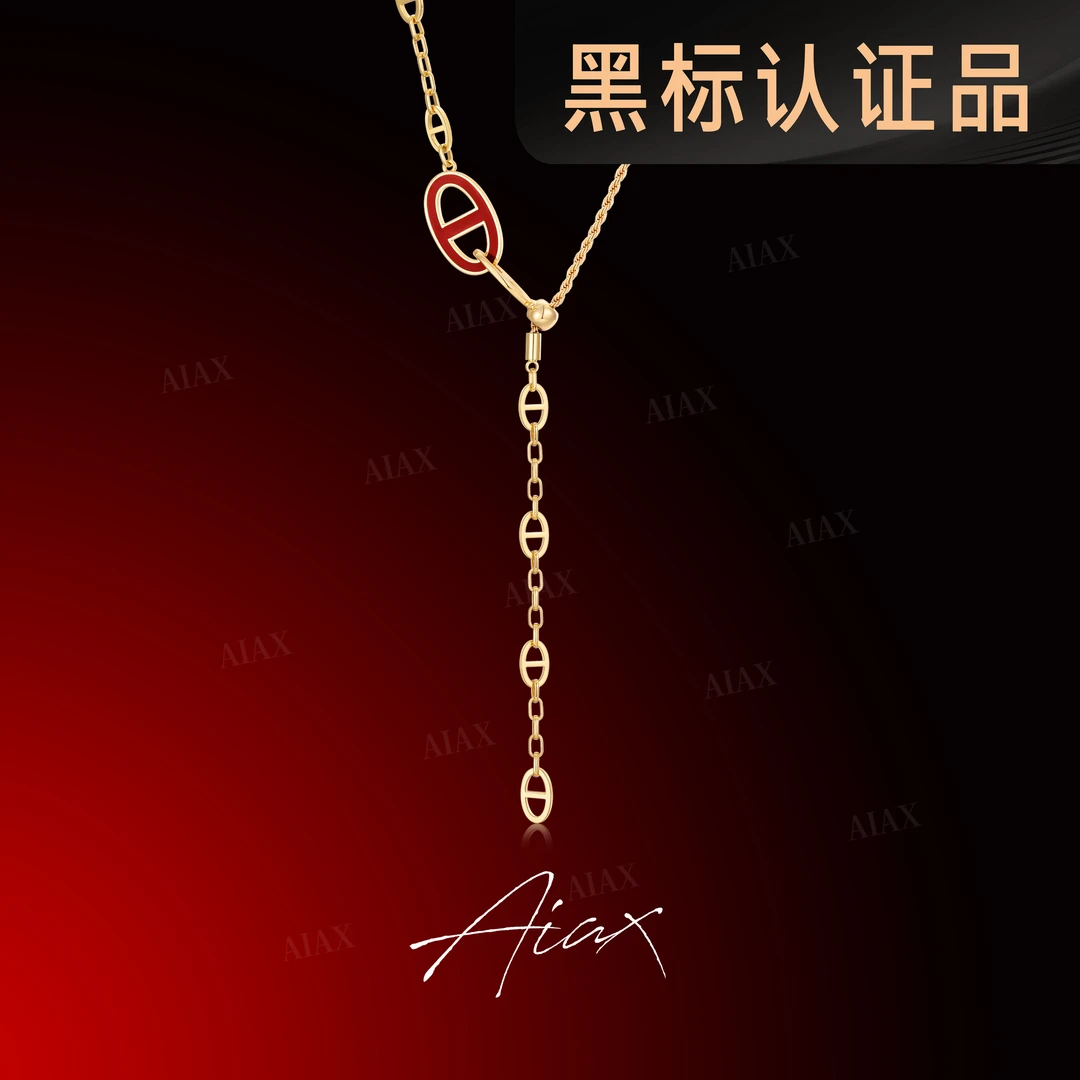 AIAX 镀K金【财神庇佑】好运猪鼻子红色项链礼物送老婆TSJ10133