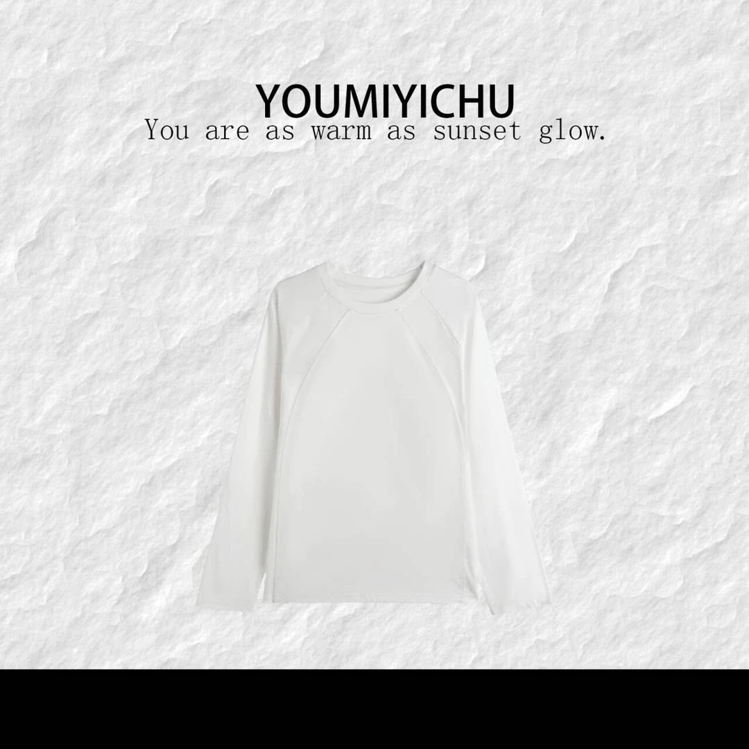 Y.M |  空白.Blankkey 原创潮牌棉简约拼接款长袖白T恤1221