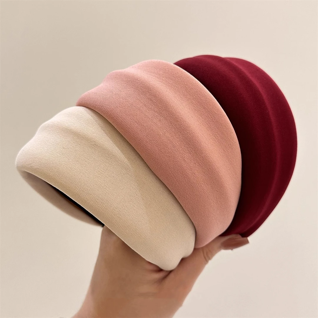 复古纯色太空棉宽边发箍荧光色小清新减龄海绵头箍