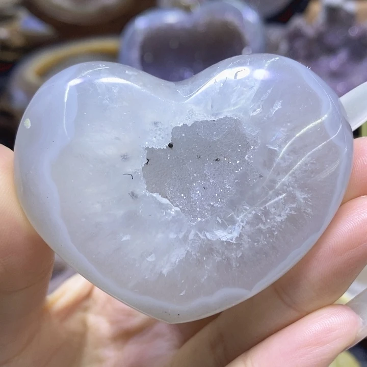 未镶嵌珠宝半成品水晶白软爱心摆件