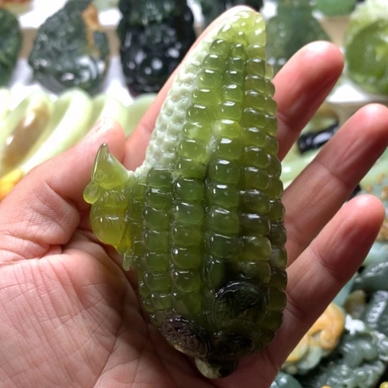 蛇纹石玉岫玉手把件未镶嵌用****2