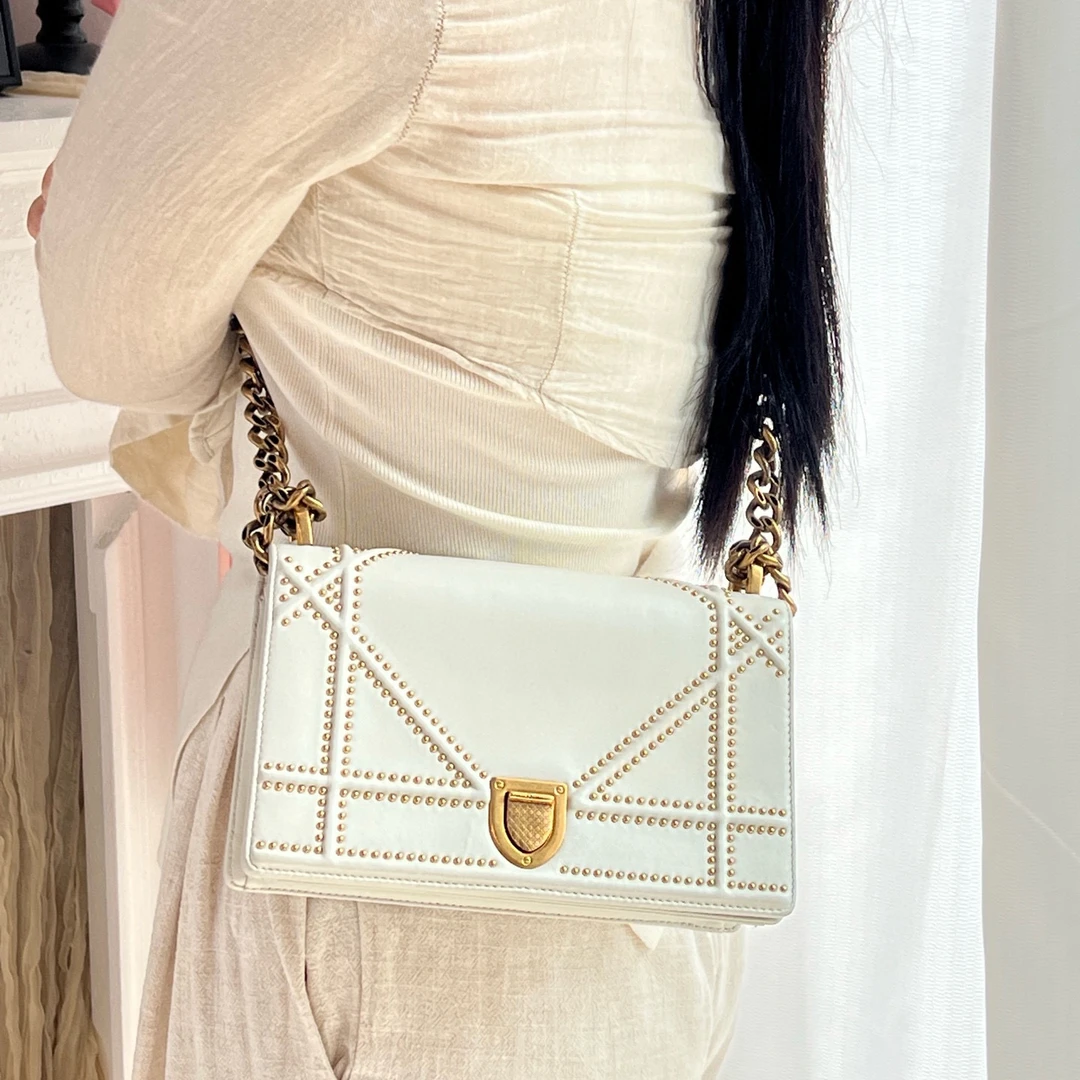 95新 DIOR/迪奥 dior奶昔白盾牌单肩斜挎包