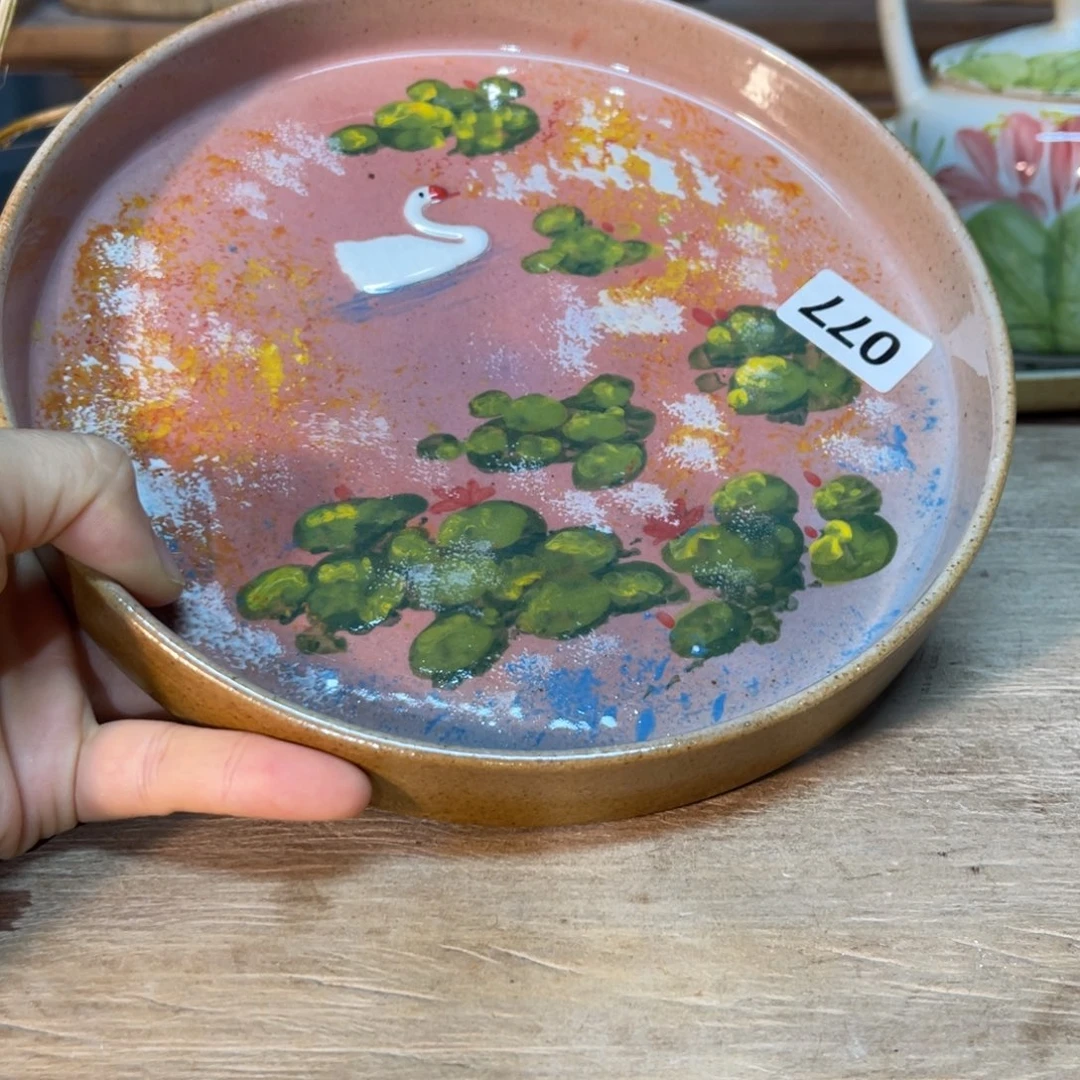 壶素浅陶瓷手工手绘