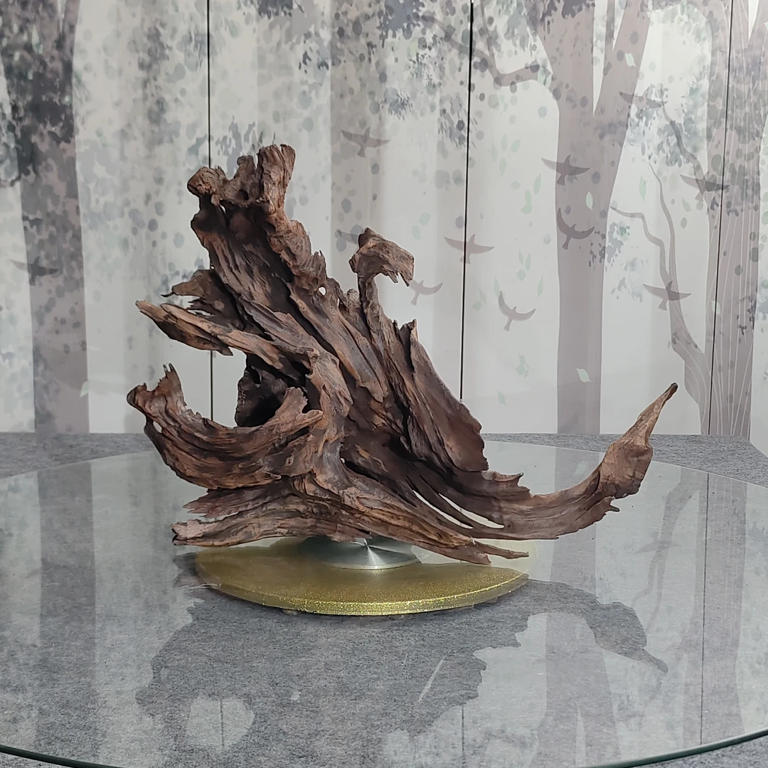 60*33*45高碳化爆裂镂空异形树桩一木成景云南紫柚木沉木造景溪流