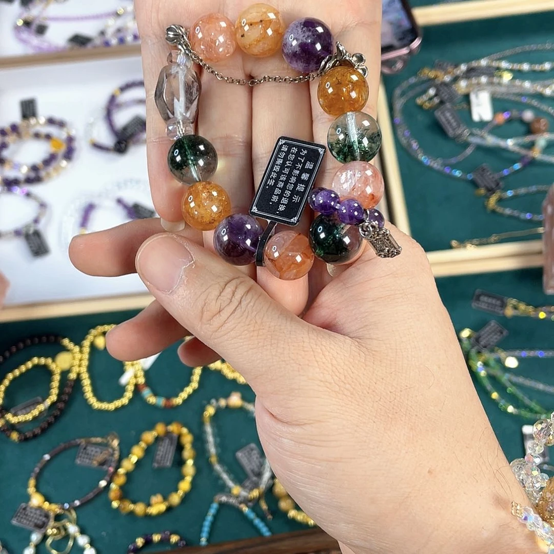 水晶手链银S925镀金镶嵌