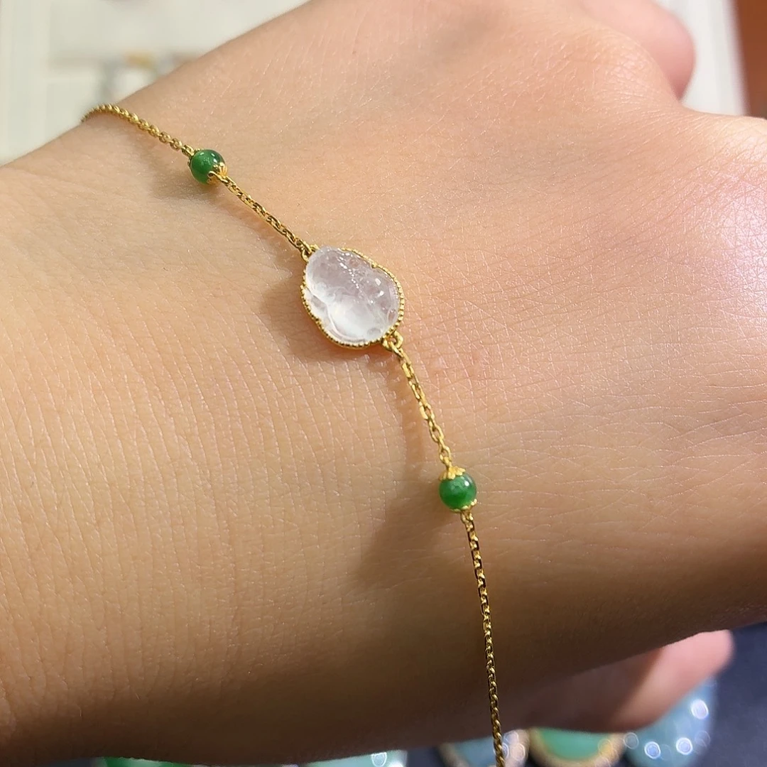 翡翠18K金镶嵌颈饰