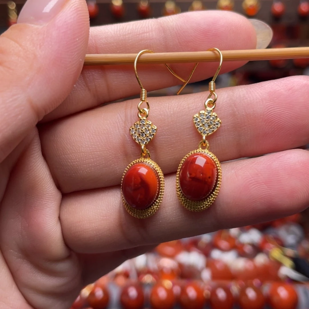 【闪购商品】南红玛瑙耳坠银S925镶嵌