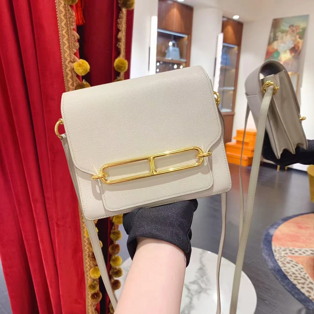 95新 Hermes/爱马仕 Roulis mini18冰川白金扣/33436558