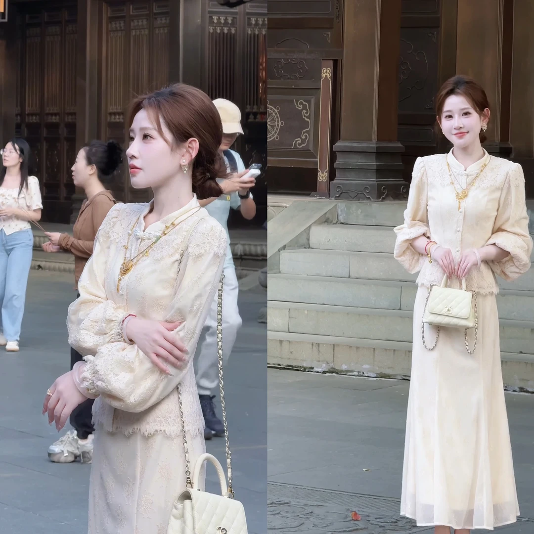 【婷婷】《十里江南》加绒温柔蕾丝提花套装 TT2SQTY2307