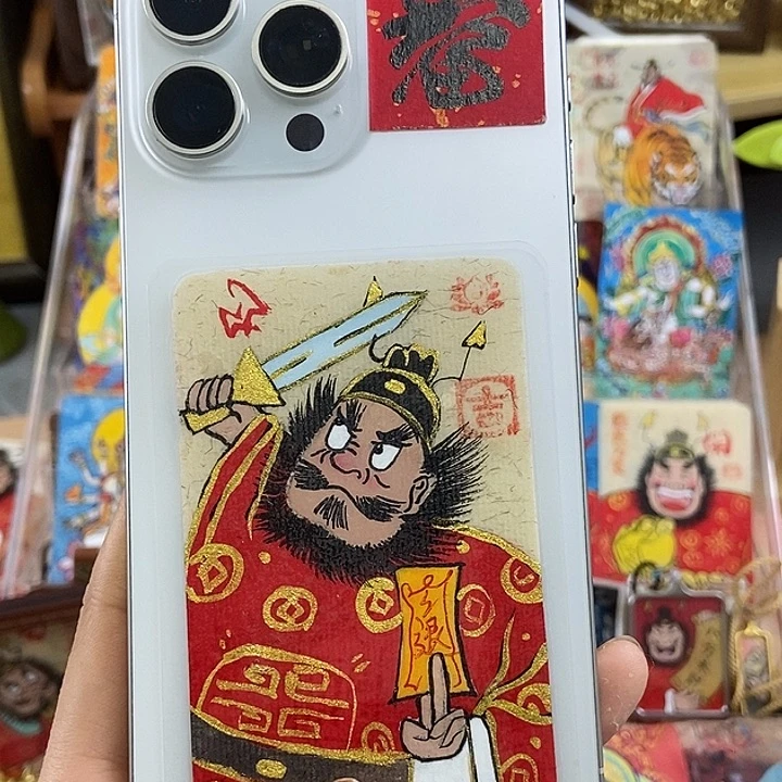 孤品朱砂奎爷避避挡挡持剑背贴