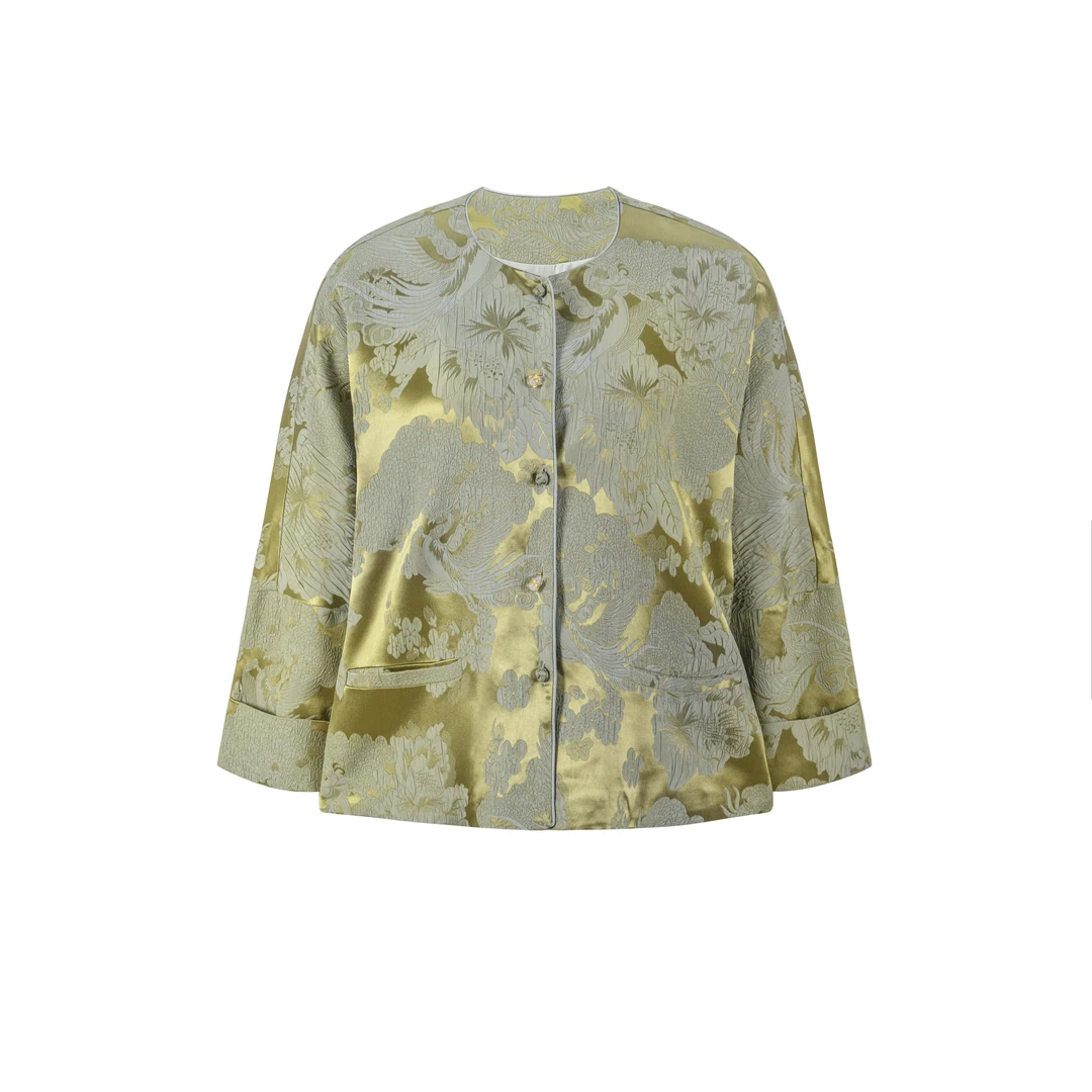 【缙翰】春季上新复古桑蚕丝上衣外套优雅通勤时尚百搭新款