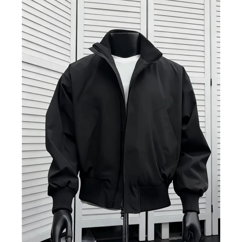 黑色立领美式bomber飞行员夹克男款秋冬cleanfit短款复古工装外套