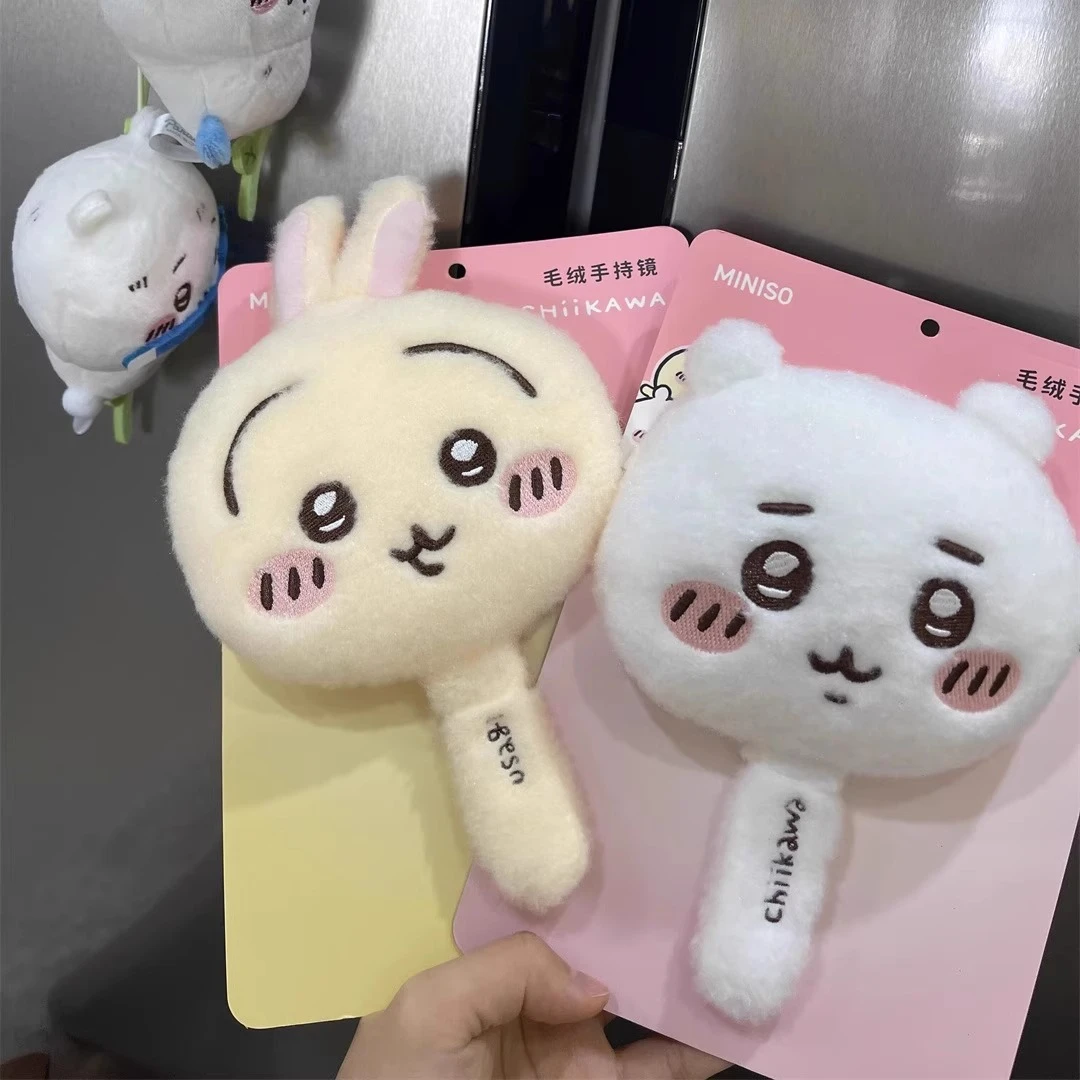 小红书同款chiikawa吉伊卡哇乌萨奇吉伊小八毛绒手持镜吧唧保护套