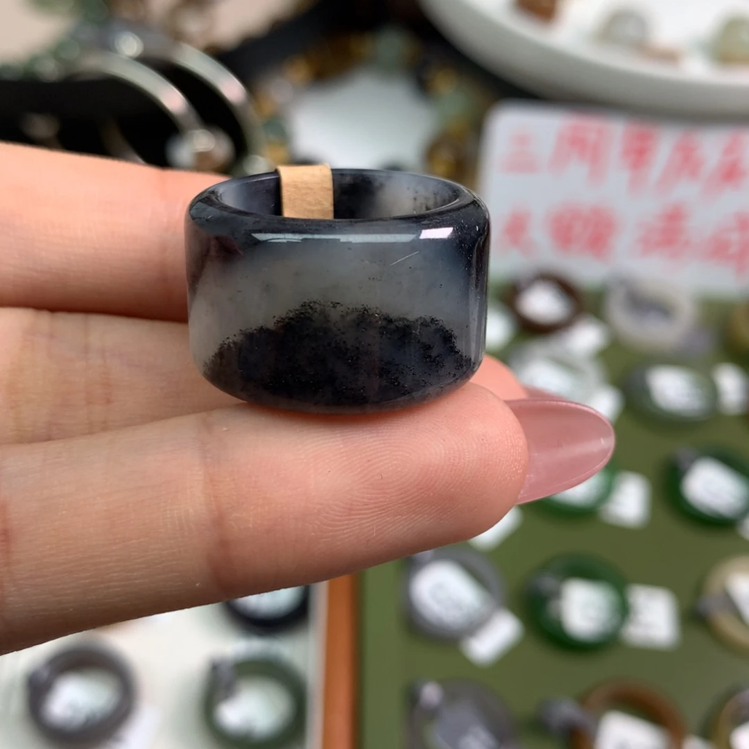 未镶嵌戒指和田玉港19新疆意境青花
