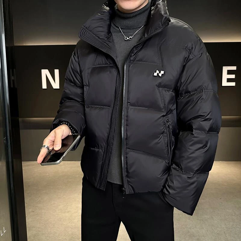 时尚宽松美式休闲翻领夹克2025冬季新款羽绒服男款加厚保暖外套潮