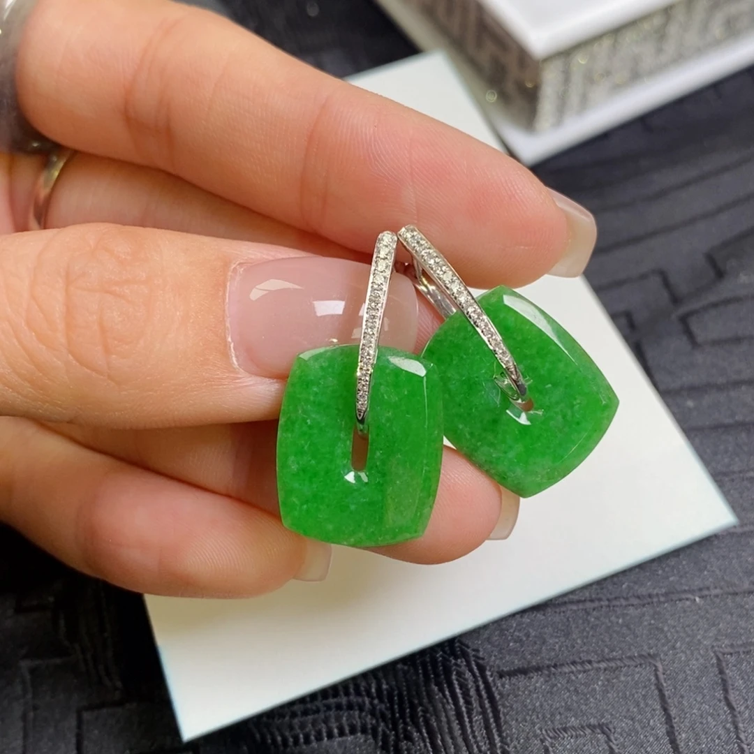 翡翠18K金镶嵌耳饰耳包➕方糖