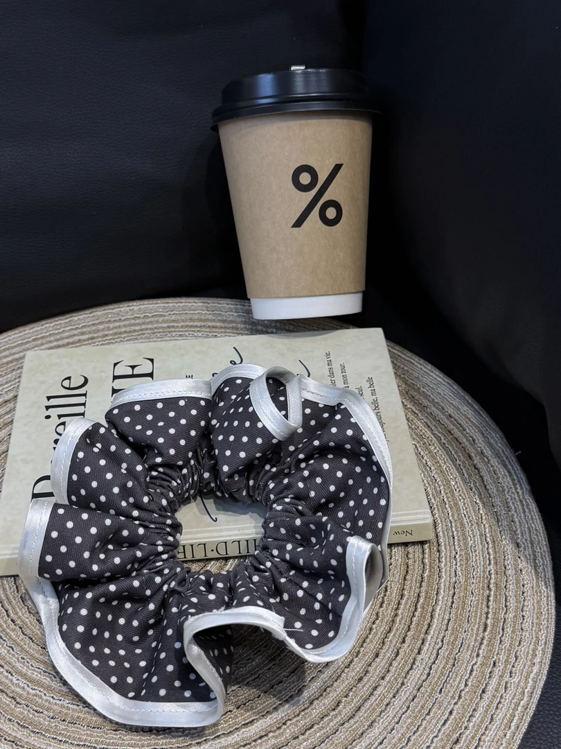 黑色白波点荷叶边发圈168