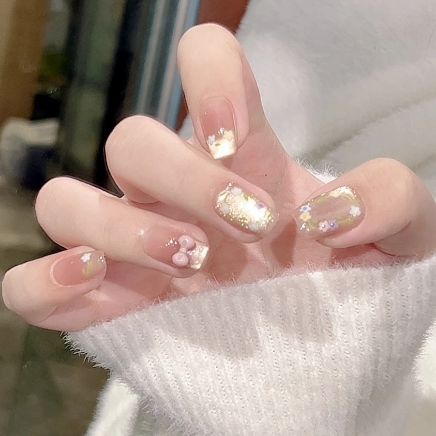 【迷雾花环】三仟手工穿戴甲 五彩小花玻璃珠猫眼 精致氛围感波点款