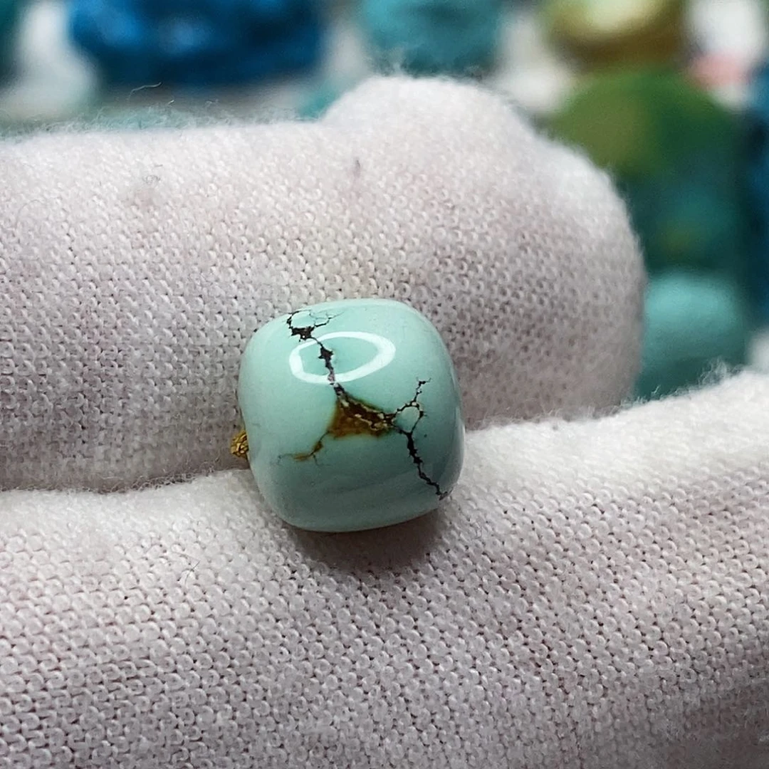 银S925镶嵌绿松石天然原矿 带武汉地大证书