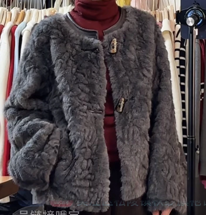 【牛角扣毛毛外套/国风扣毛毛外套】秋纱2025冬季新品氛围感外套女