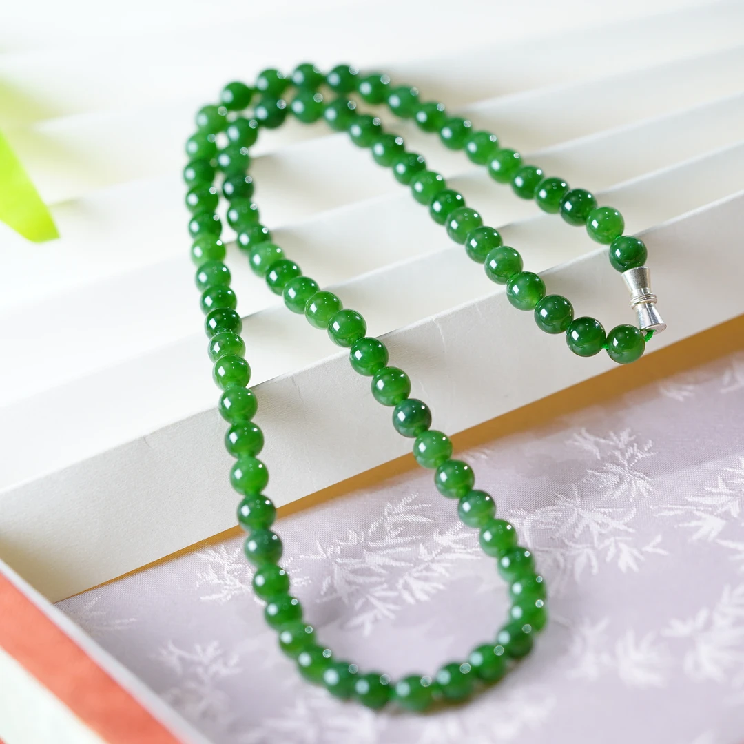 【小池专属】S925和田玉碧玉项链 6mm XCC0018