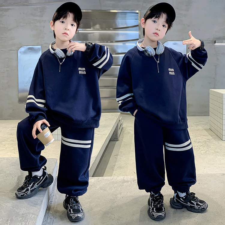 儿童装男童春装卫衣套装2025新款中大童春秋款男孩运动春季帅气潮