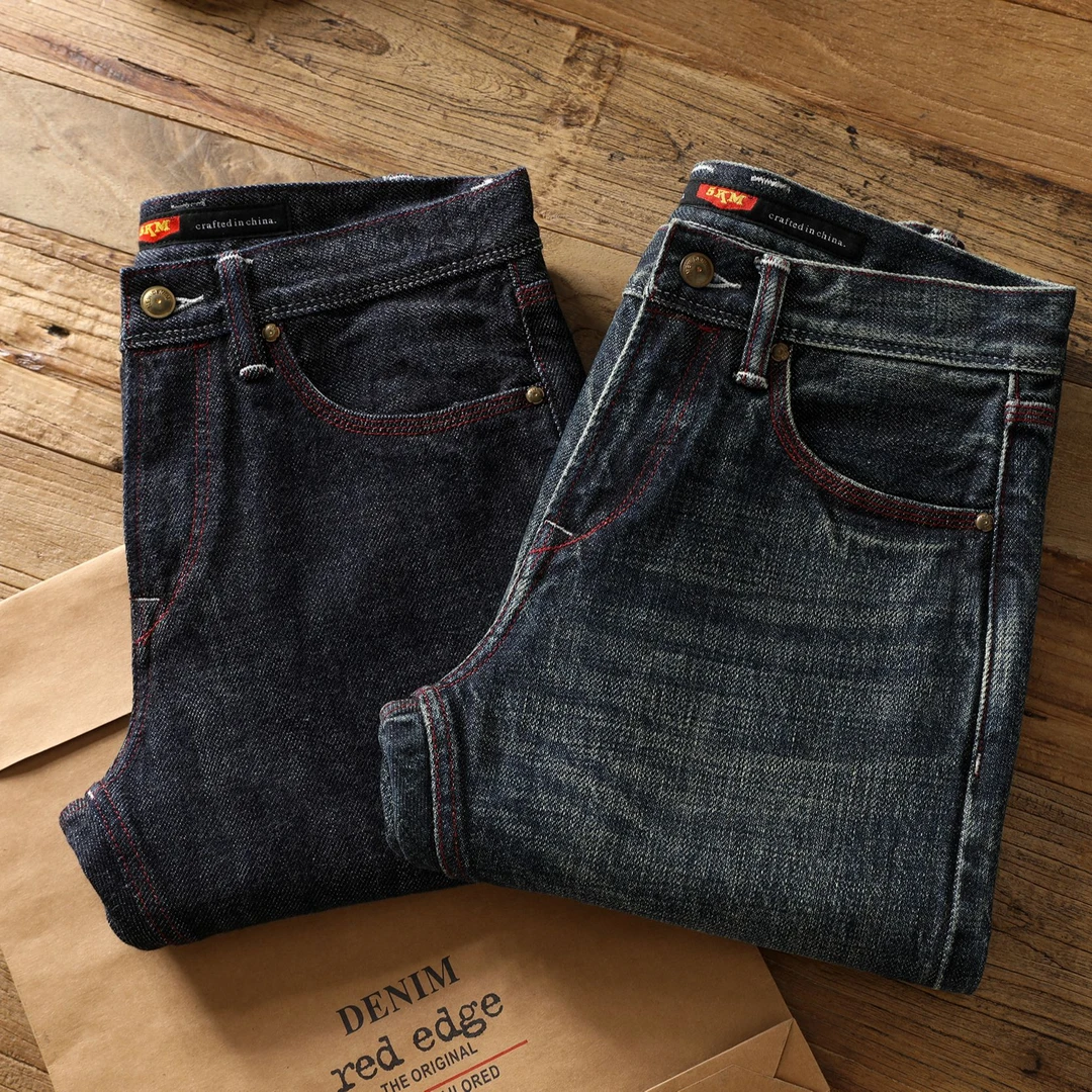 6528赤耳丹宁19盎司秋冬重磅定制鸳鸯赤耳边经典501男士牛仔裤