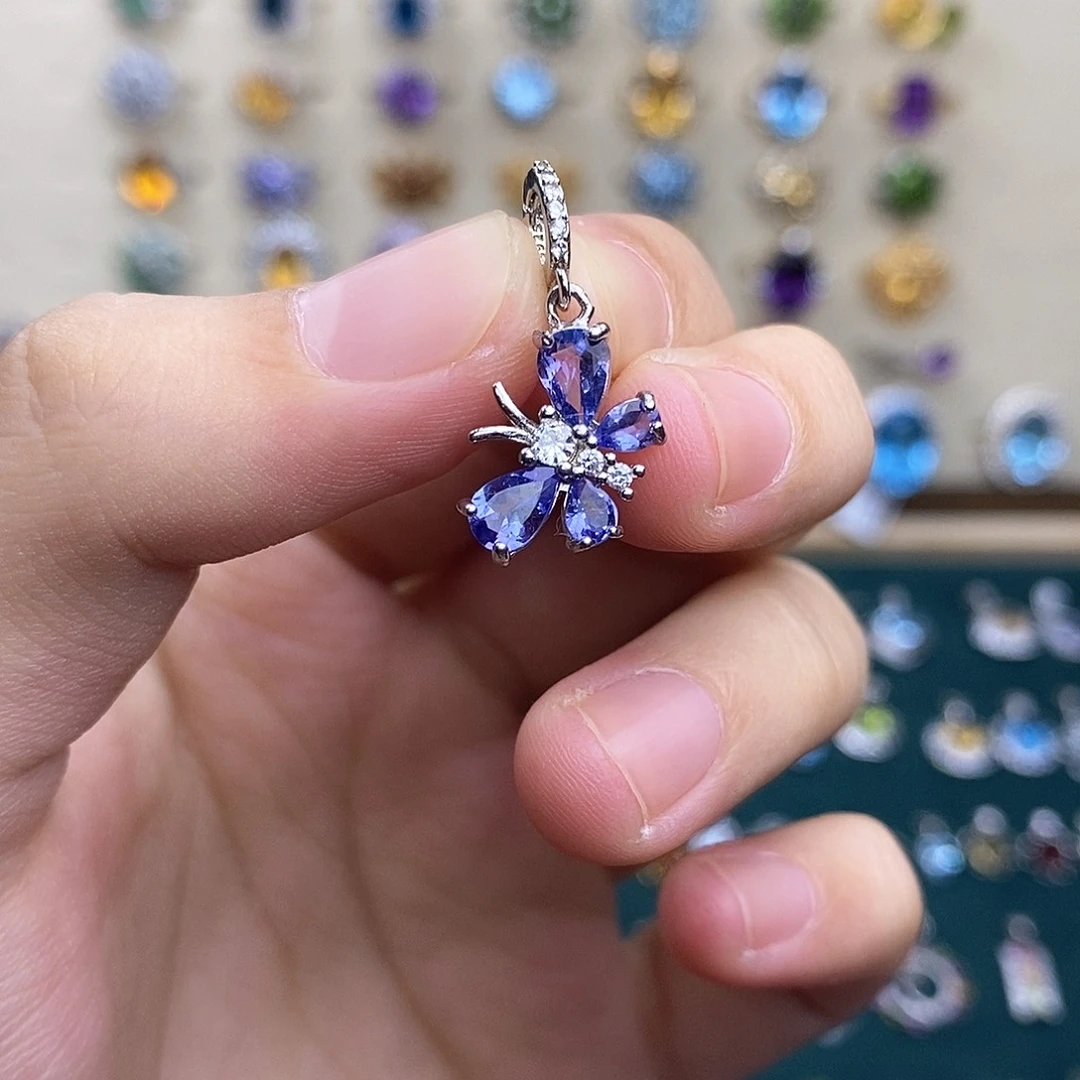 吊坠(不含链)银S925镶嵌坦桑石（不含证书）