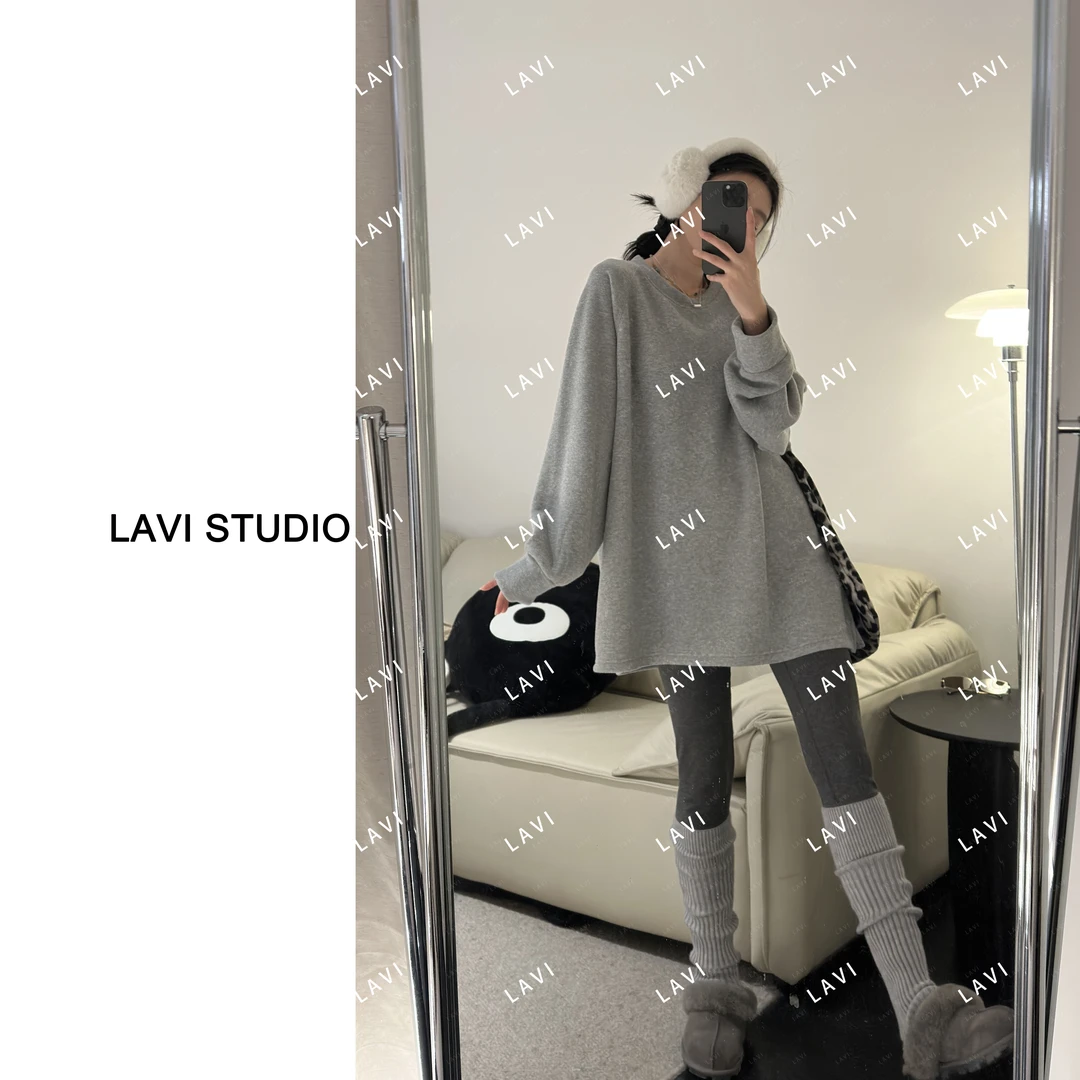 调色盘 百搭圆领纯色长袖插肩袖卫衣 241140