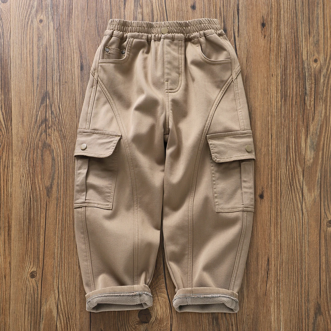 加绒裤~秋冬新款高品质儿童工装裤宝宝厚软保暖男童裤子童装B