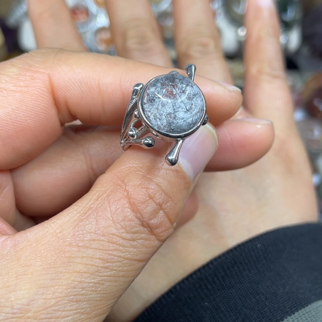 【闪购商品】银S925镶嵌珠宝半成品水晶戒指