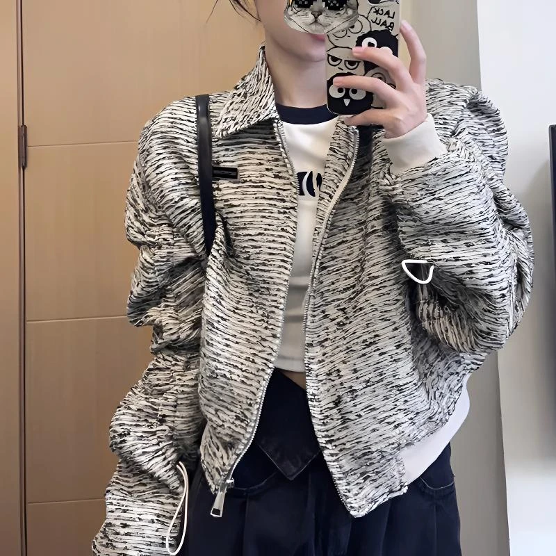 韩版短款小香风外套女早春2024新款设计感小众翻领开衫夹克ins潮