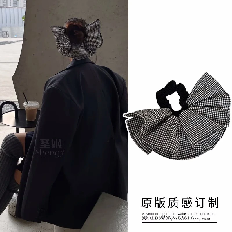 137韩版小清新双层裙摆发圈重工手作设计超大头饰绑马尾大肠圈