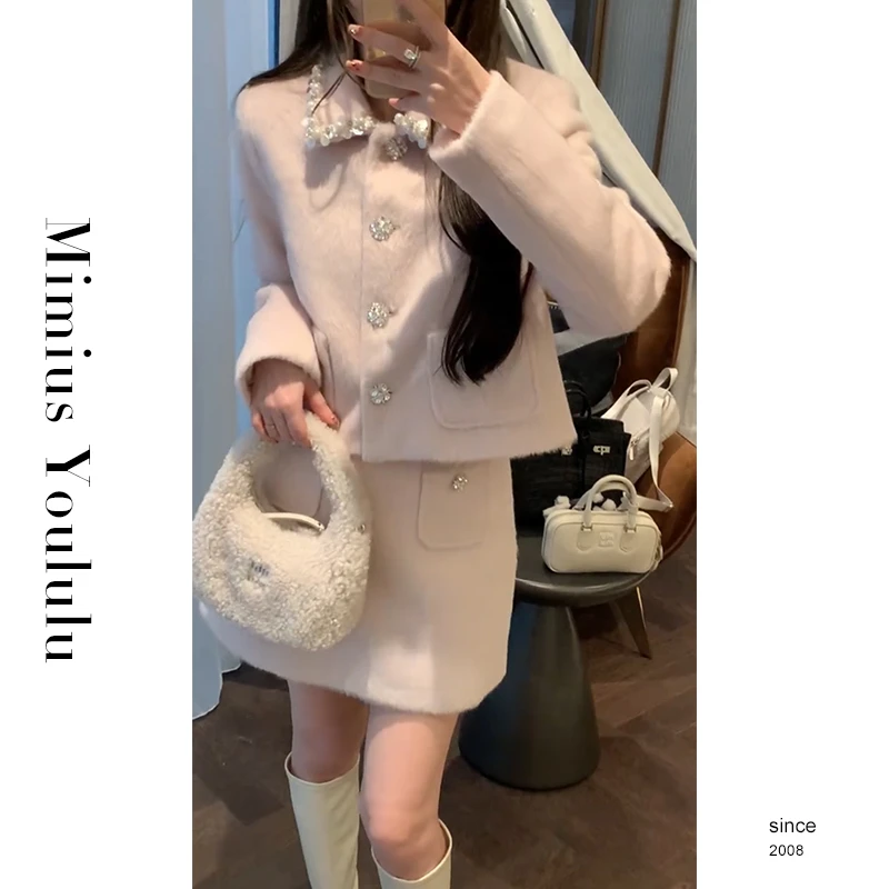 【mimius】&游鹿鹿 名媛千金手工钉珠小香风外套+裙裤 汉服 F10282