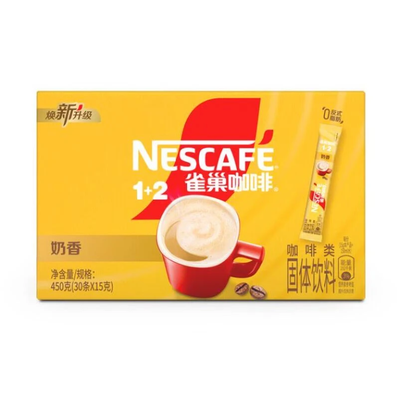 雀巢咖啡1+2奶香拿铁即溶咖啡饮品15g*30/盒