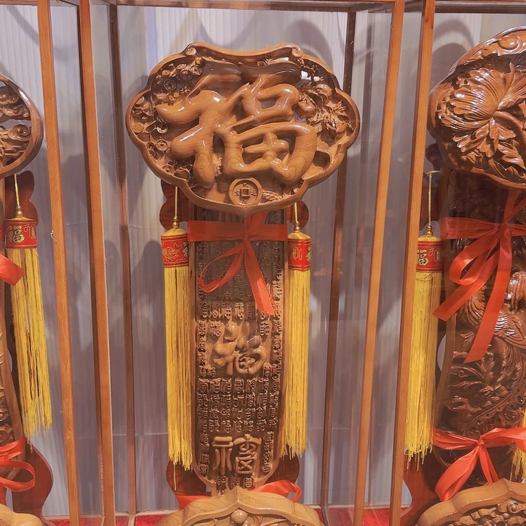 桃木总高92厘米百福如意纯桃木