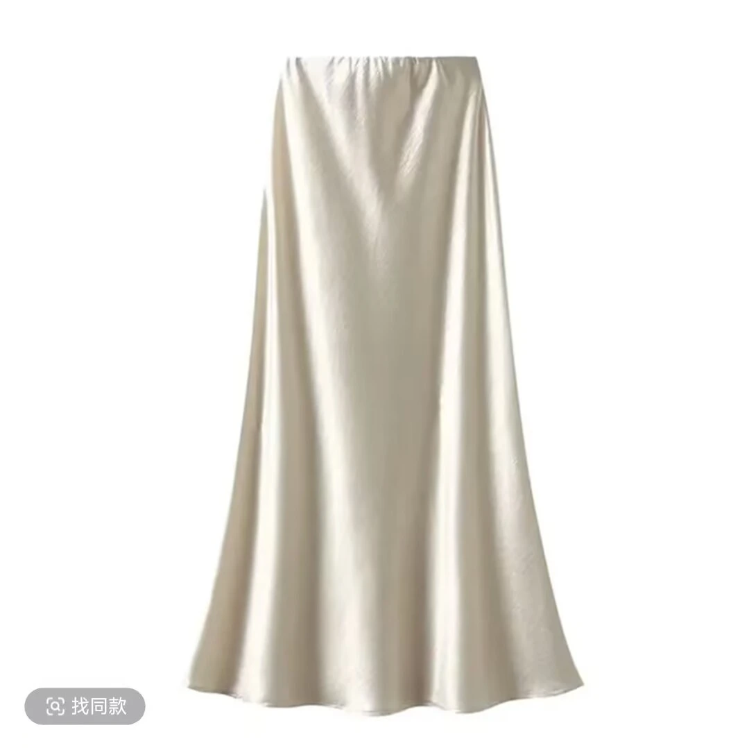 缎面高腰显瘦气质轻奢时尚长款半身裙