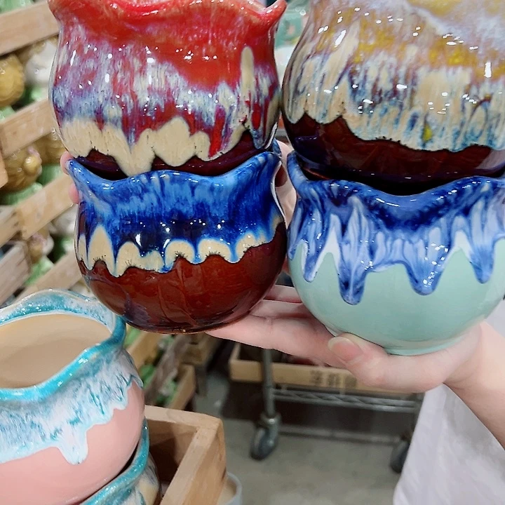 有孔.凑满10元发货多肉陶瓷花盆！