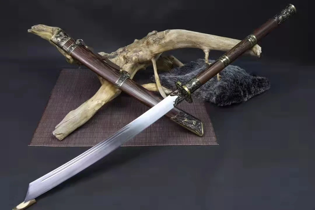 龙泉-【康熙战刀】新疆西藏可发百炼花纹钢 花梨木文玩收藏（未开刃）