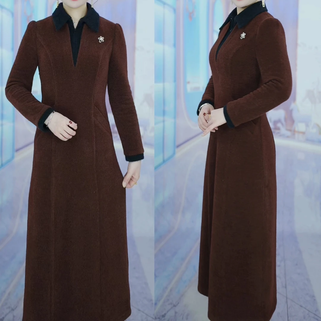 2025春季新款连衣裙时尚长袖收腰显瘦遮肉裙子气质