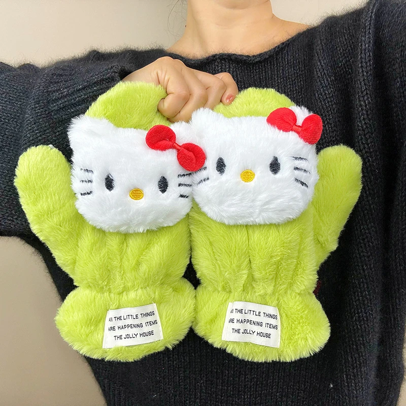 立体猫咪手套冬季保暖毛绒绒加厚学生骑行防寒防风手套女生可挂脖