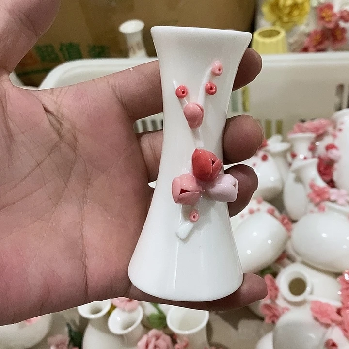 瓷片纯手工陶瓷花摆件瑕
