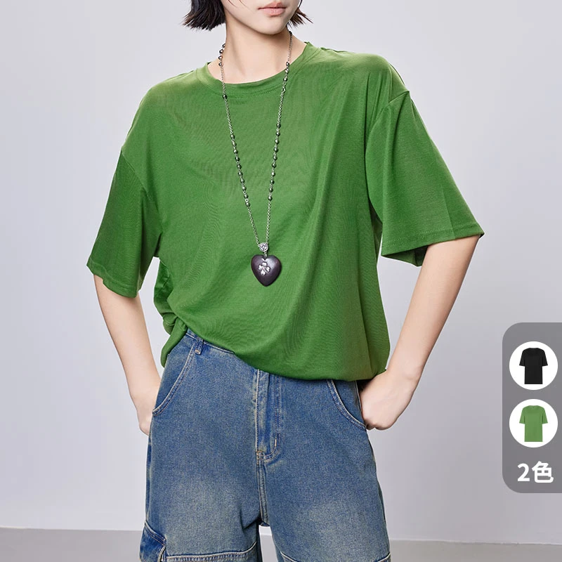 美洋MEIYANG 滑溜溜T恤 【商场同款】莱赛尔果冻肤感短袖上衣显瘦