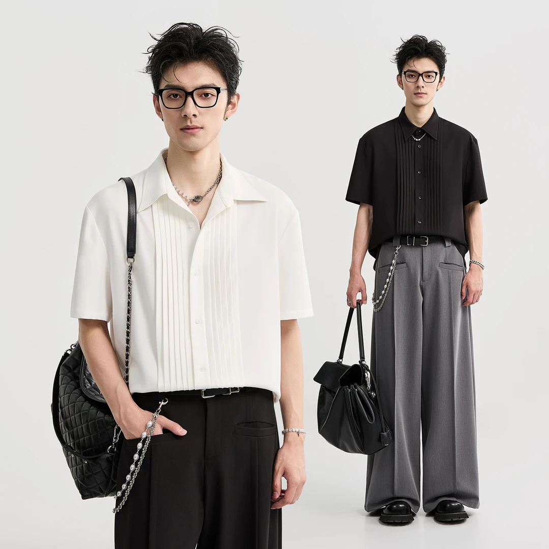 [冰丝凉感薄款]BJZE男装高级古巴领短袖衬衫速干半袖上衣R521345