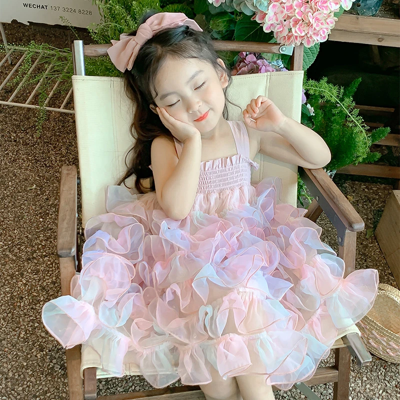 巴拉童年女童公主裙夏季2025新款宝宝夏装吊带纱裙子蓬蓬裙蛋糕儿