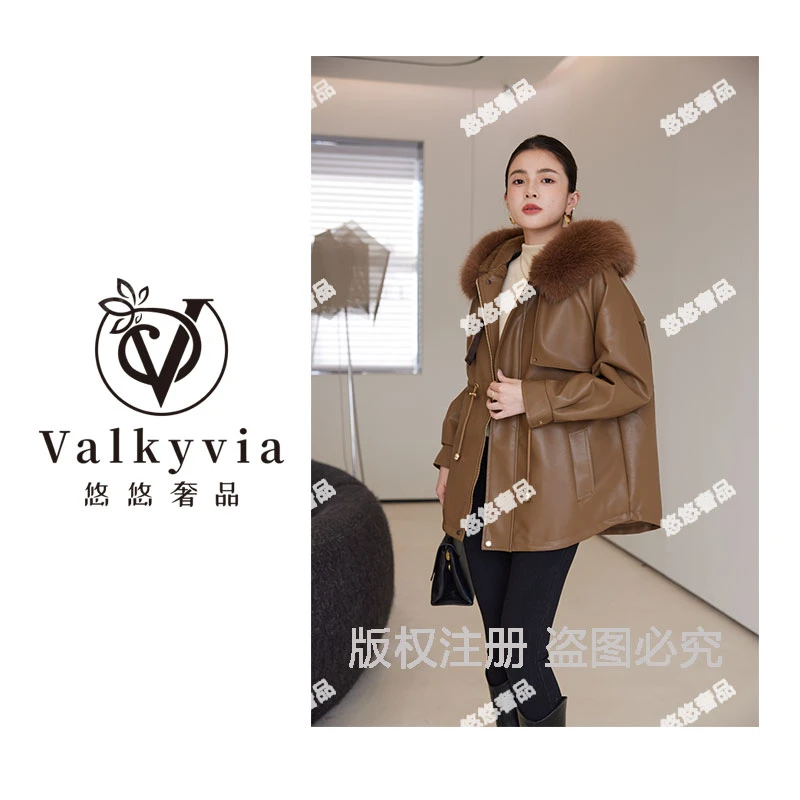 【Valkyvia/悠悠奢品】新款女士加绒皮衣外套