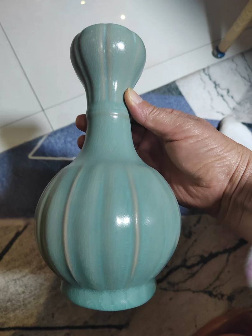 精美创意陶瓷家里面中式摆件手工汝窑天青色天青釉