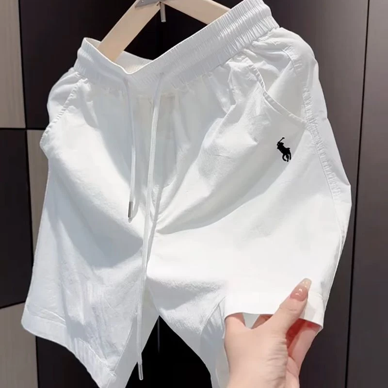 夏季新款男士休闲战马刺绣五分裤短裤沙滩裤运动男裤裤子休闲裤潮